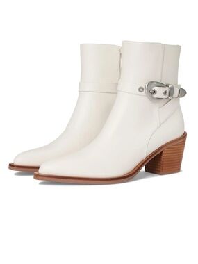 Stuart Weitzman White Maven Leather Western Booties